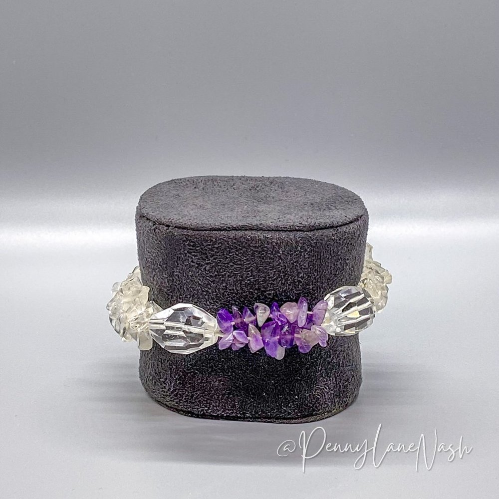 Vintage Cylander & Floral Beads Cluster Slip On Bracelet